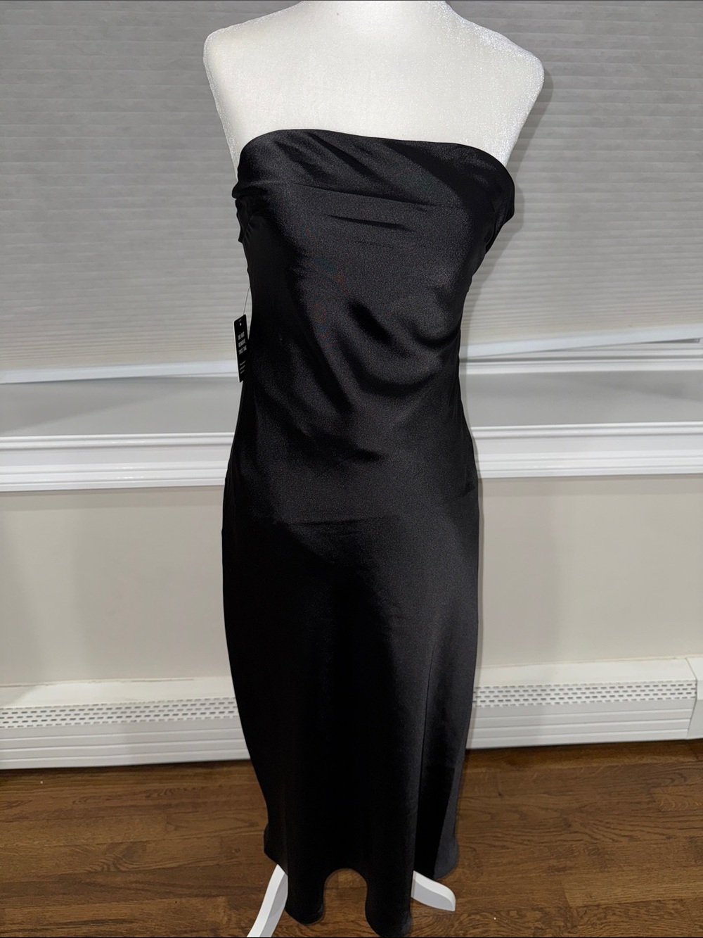 Express Strapless Black Satin Slip Dress